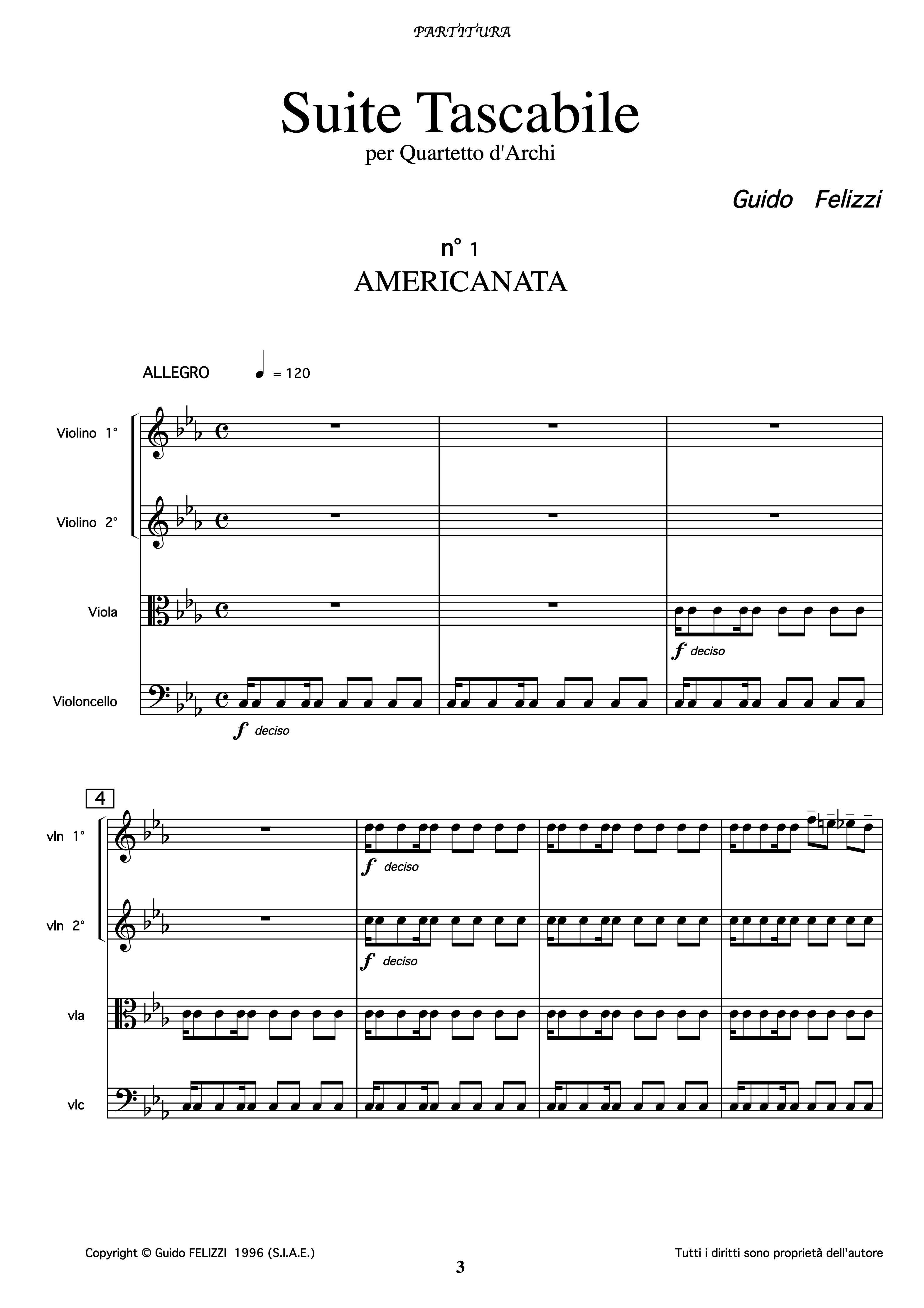 </i>''Suite tascabile''</i> <i>per quartetto d'archi</i>